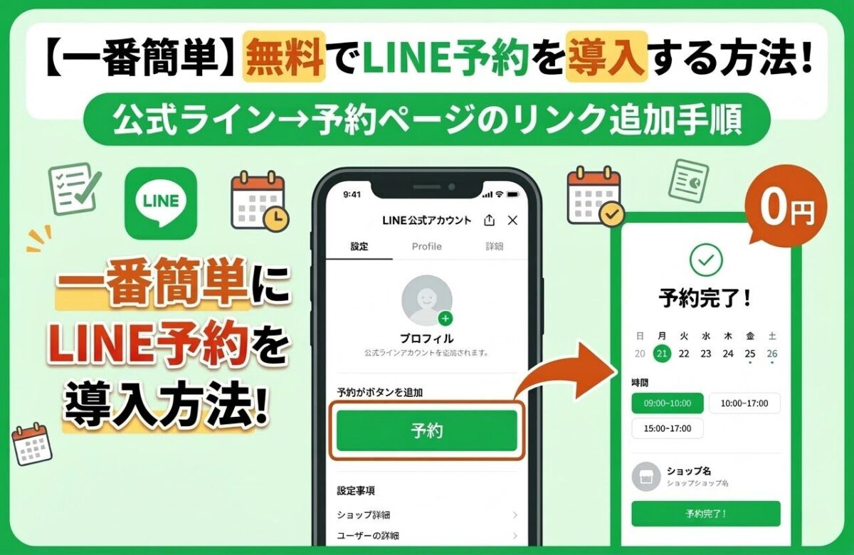 【一番簡単】無料でLINE予約を導入する方法！公式ライン→予約ページのリンク追加手順を解説