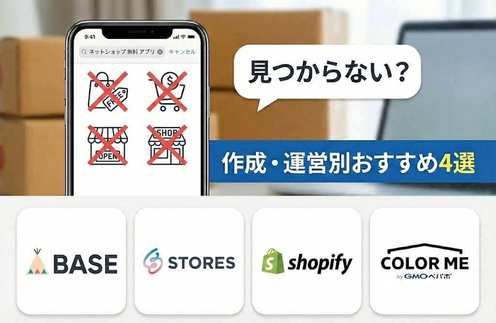 ネットショップの無料アプリが見つからない？正しい探し方と作成・運営別のおすすめ4選