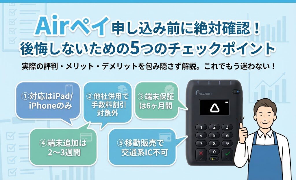 Airペイ申し込み前に確認したい5つの事柄！実際の評判とメリット・デメリット