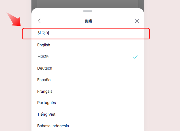「한국어(韓国語)」に変更する