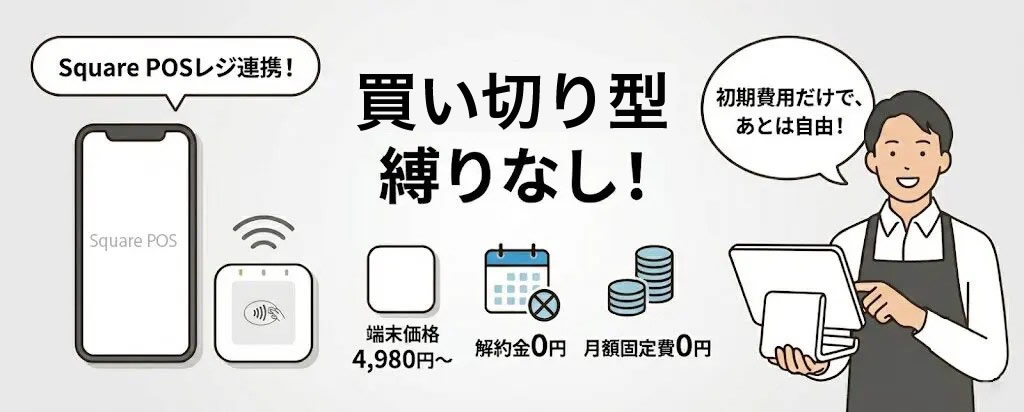 Square|買い切り型だが縛りなし(クレジットカード端末機の価格は最安4,980円〜)
