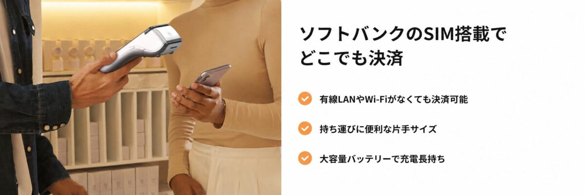 PayCAS Mobileはソフトバンク回線を内蔵しWi-Fiなしでも利用可能