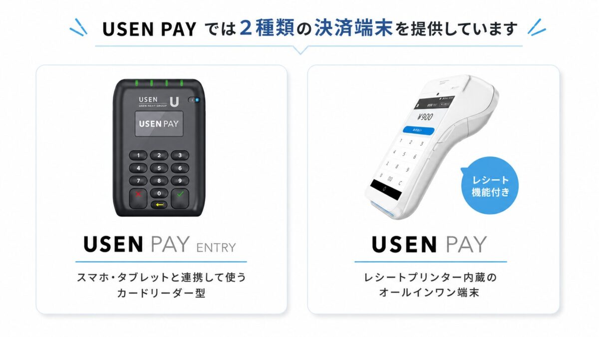 USEN PAY ENTRYとUSEN PAYの2種類の決済端末