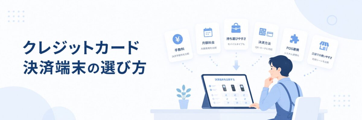 クレジットカード決済端末の選び方を比較するイラスト